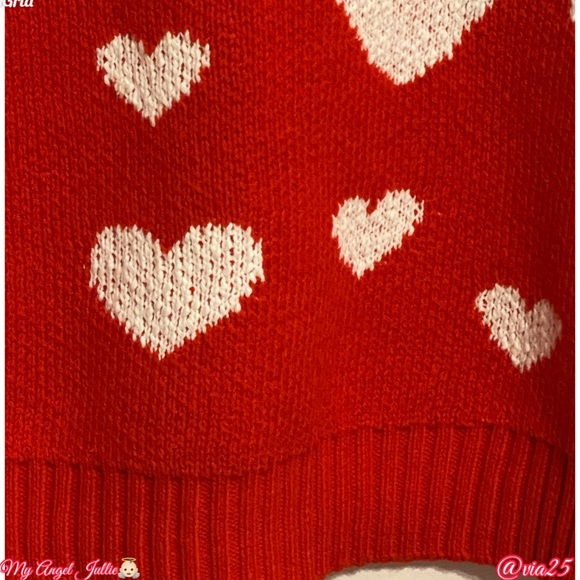 Marled Reunited Clothing Valentines Heart Print Round Neck Long Sleeve Sweater - Picture 7 of 8